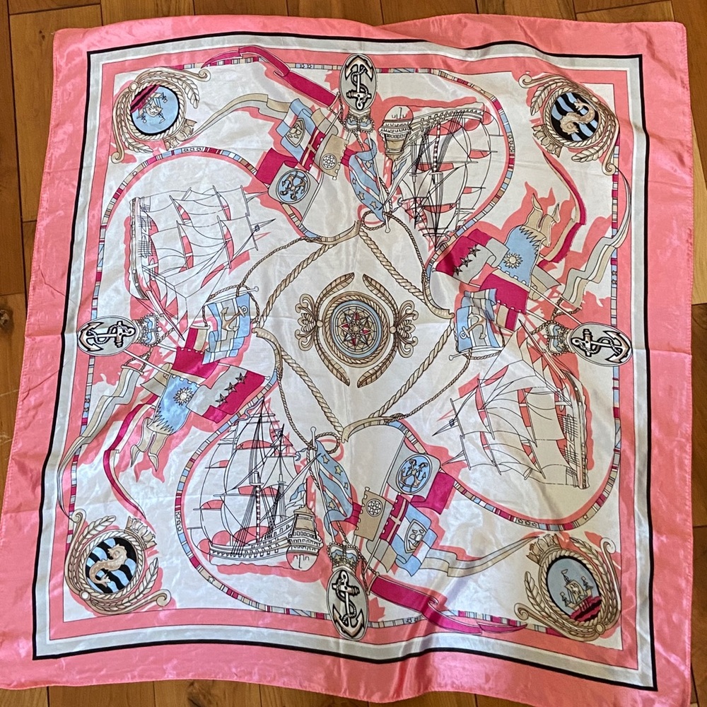 Big nautical print silk square scarf